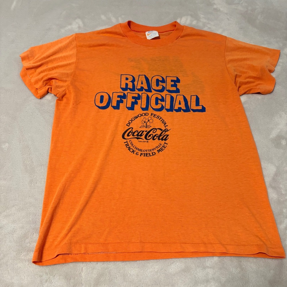 Nike Vintage Race Official Coca-Cola T-Shirt Mens Orange Large Graphic Tee USA